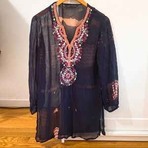 Zara embroidered tie dye print tunic